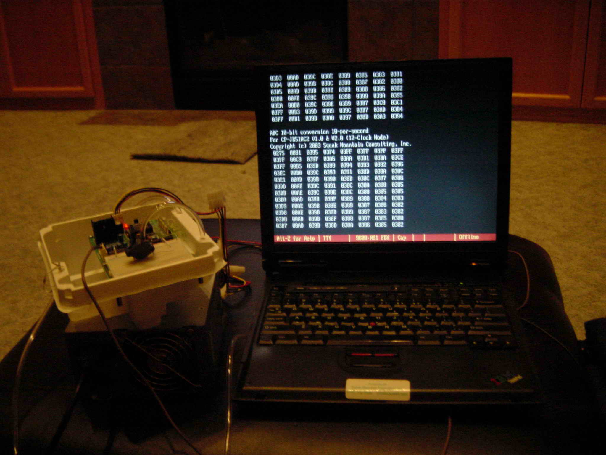 the laptop collecting data.